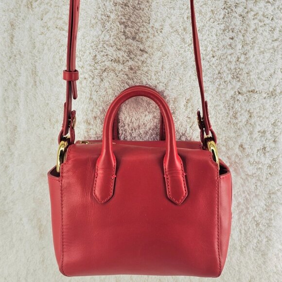 J CREW Red Smooth Leather Mini Harper Top Handle Satchel Crossbody NWT - Picture 14 of 15